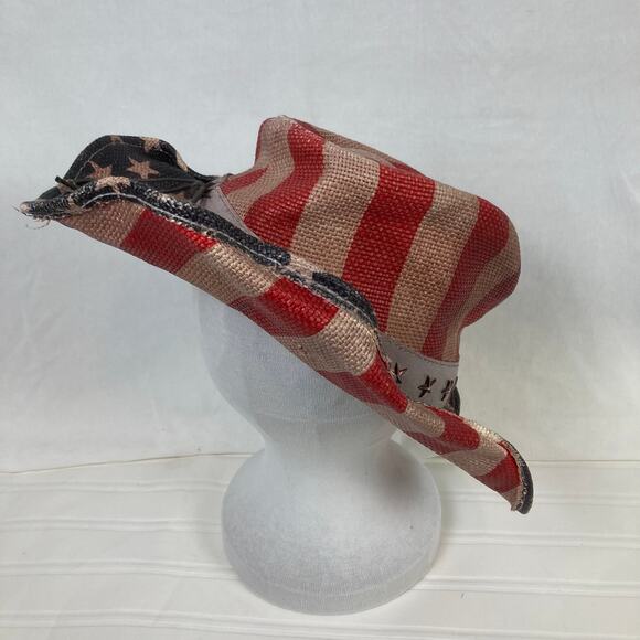 Peter Grimm Justice Drifter Straw Hat Red Cowboy USA Flag Patriotic Stars Rabbit - Picture 1 of 14